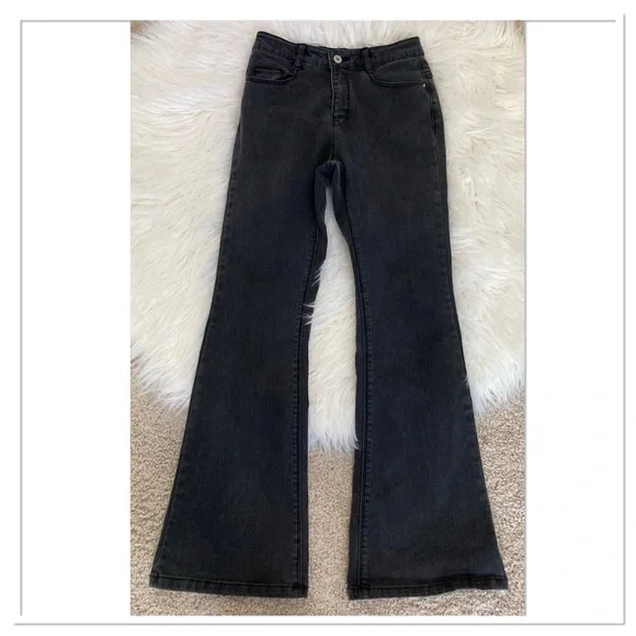 Ikks Flare Jeans Black Wash Size 24 - Picture 2 of 8